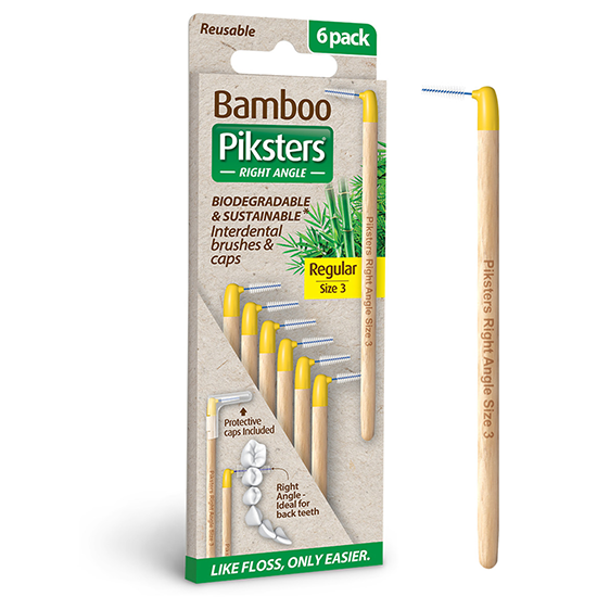 Piksters Bamboo Piksters Interdental Brushes Right Angle Regular - Geel - 6 stuks