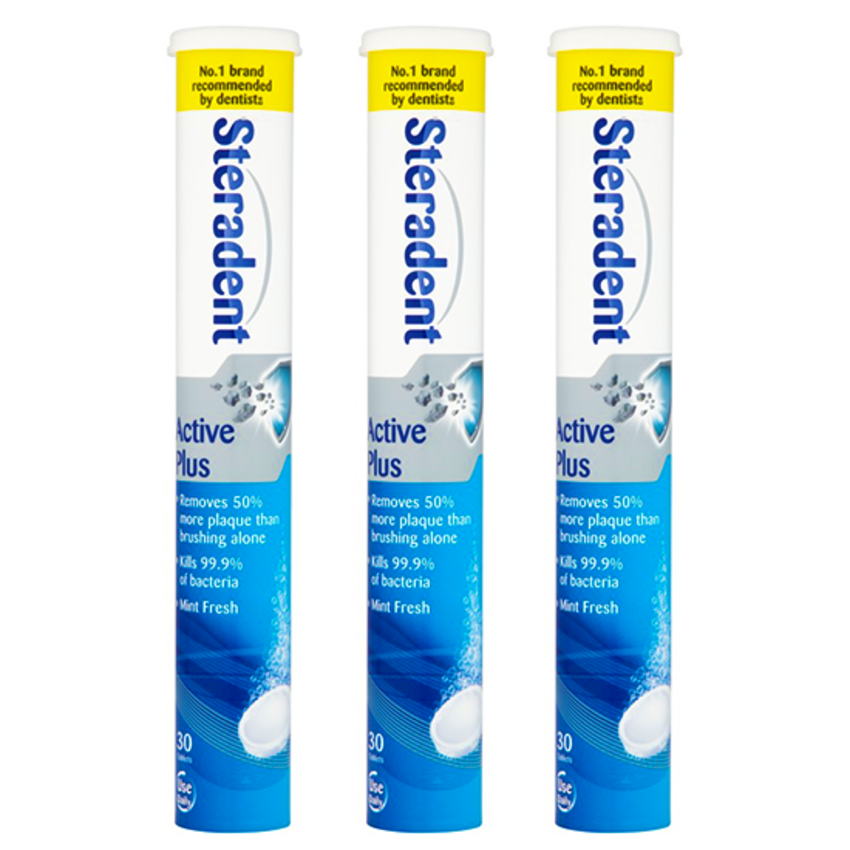 Steradent Steradent Active Plus kunstgebit reiniger - 3 x 30 tabletten