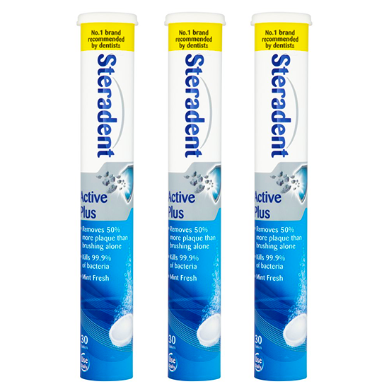 Steradent Active Plus kunstgebit reiniger - 3 x 30 tabletten