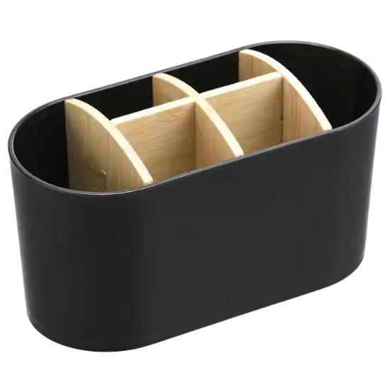 Tandenborstelhouder Zwart - Met 6 Sorteervakken - Vrijstaand