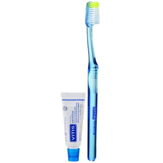 Vitis Vitis Sensitive Kit - Tandenborstel + Mini Tandpasta 15 ml