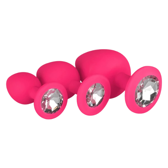 Easytoys EasyToys Siliconen Buttplug Set met Diamant - Roze