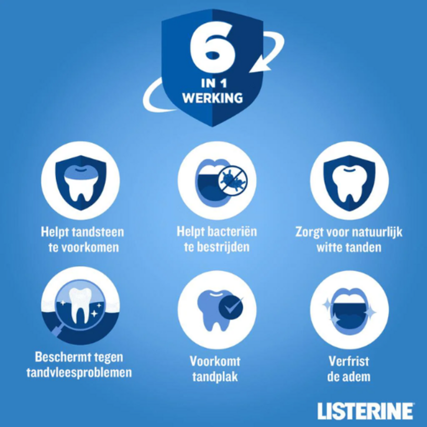 Listerine Total Care Anti-Tandsteen 6-in-1 Mondwater - 500 ml Listerine Listerine Total Care Anti-Tandsteen 6-in-1 Mondwater - 500 ml