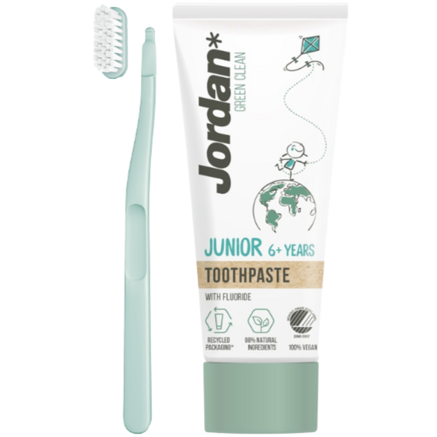 Jordan Jordan Combipack Green Clean Soft - Junior 6+ Tandpasta + Change Tandenborstel Soft