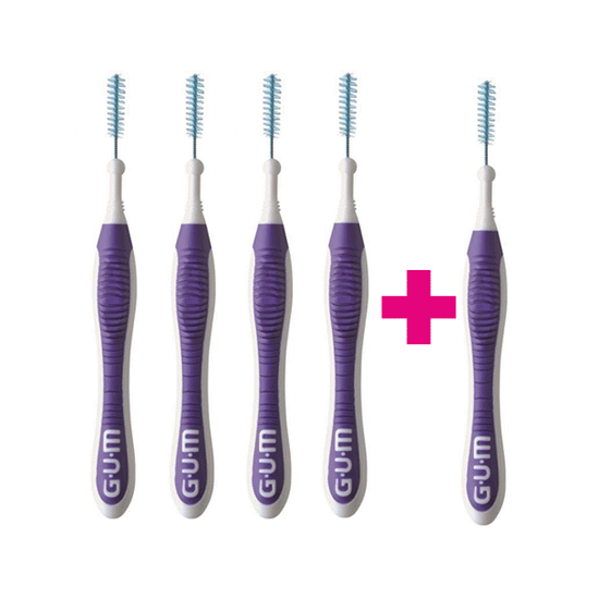 Tandenborstel.com GUM Trav-Ler 1.2 mm paars - 4+1 Gratis aanbieding