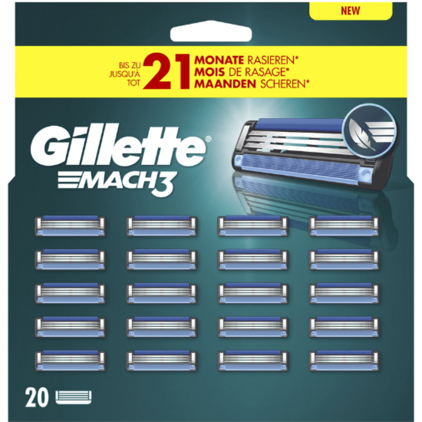 Gillette Mach3 Scheermesjes Voordeelpack - 20 stuks Gillette Gillette Mach3 Scheermesjes Voordeelpack - 20 stuks