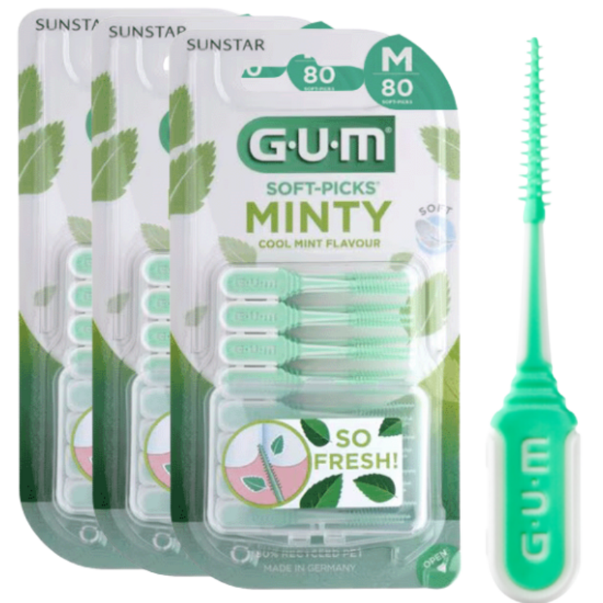 GUM GUM Soft-Picks Comfort Flex Cool Mint Regular – 3 x 80 stuks