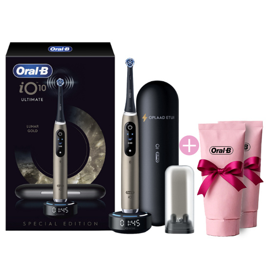 Oral-B Oral-B iO 10 Lunar Gold + 2x GRATIS Oral-B 3D-White Arctic Fresh Tandpasta