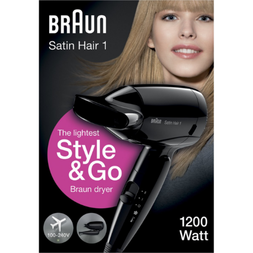 Braun Satin Hair 1 Reisföhn Inklapbaar - HD130 Style & Go - Zwart Braun Braun Satin Hair 1 Reisföhn Inklapbaar - HD130 Style & Go - Zwart