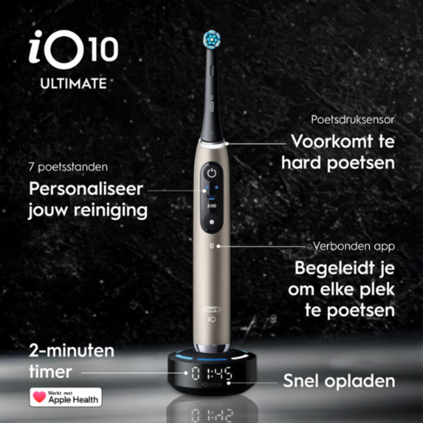 Oral-B Oral-B iO 10 Lunar Gold + 2x GRATIS Oral-B 3D-White Arctic Fresh Tandpasta