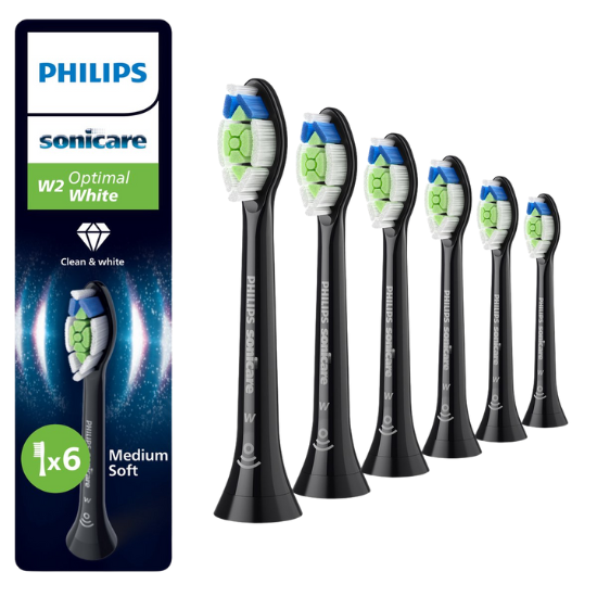Philips Sonicare Optimal White HX6066/88 Opzetborstels zwart, 6 stuks