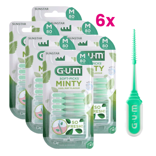 GUM GUM Soft-Picks Comfort Flex Cool Mint Regular – 6 x 80 stuks