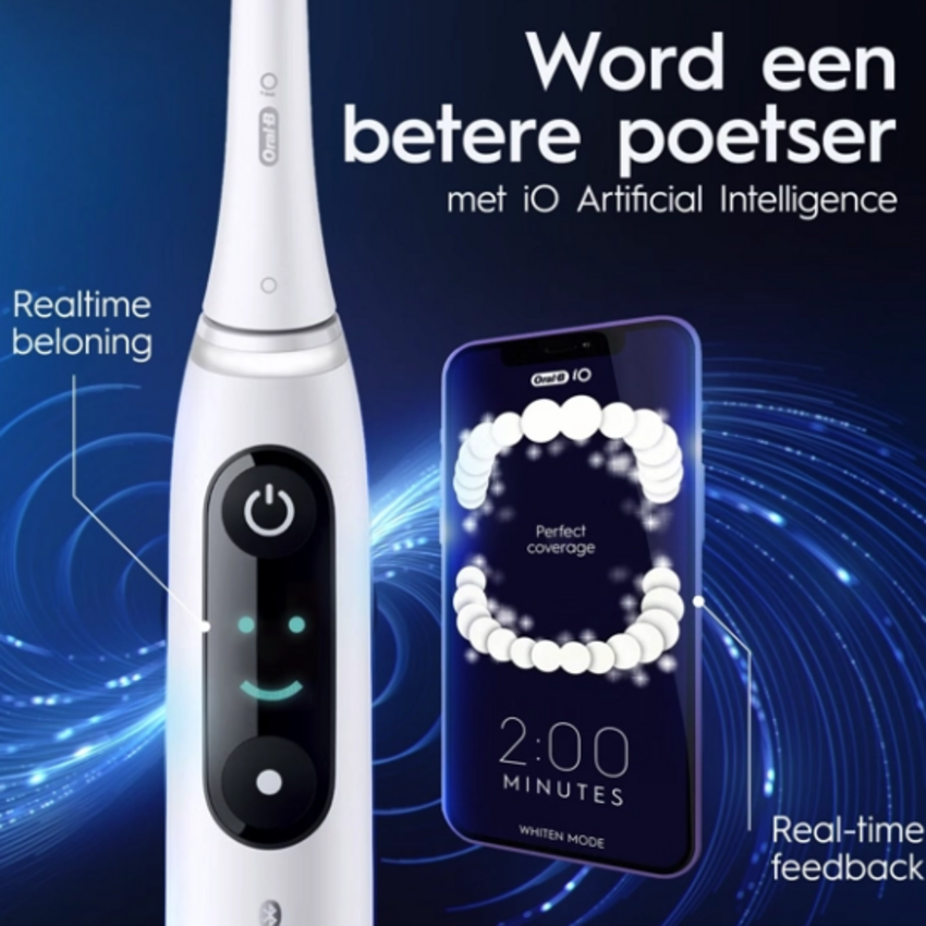 Oral-B iO Series 8N White Elektrische Tandenborstel + 1 extra opzetborstel Oral-B Oral-B iO Series 8N White Elektrische Tandenborstel + 1 extra opzetborstel