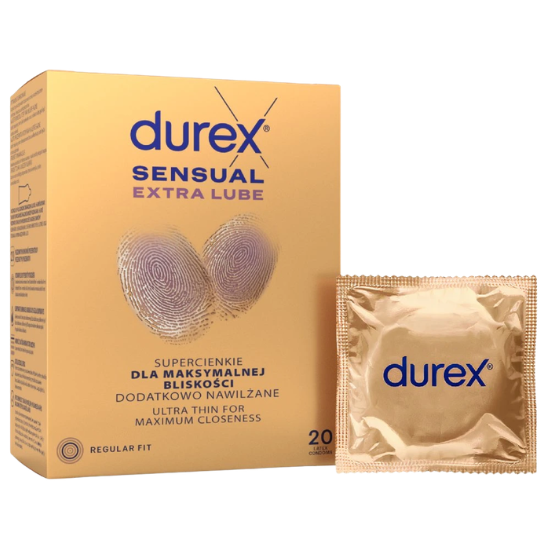 Durex Condooms Sensual Extra Lube Ultra Thin - Regular Fit - 20 stuks Durex Durex Condooms Sensual Extra Lube Ultra Thin - Regular Fit - 20 stuks