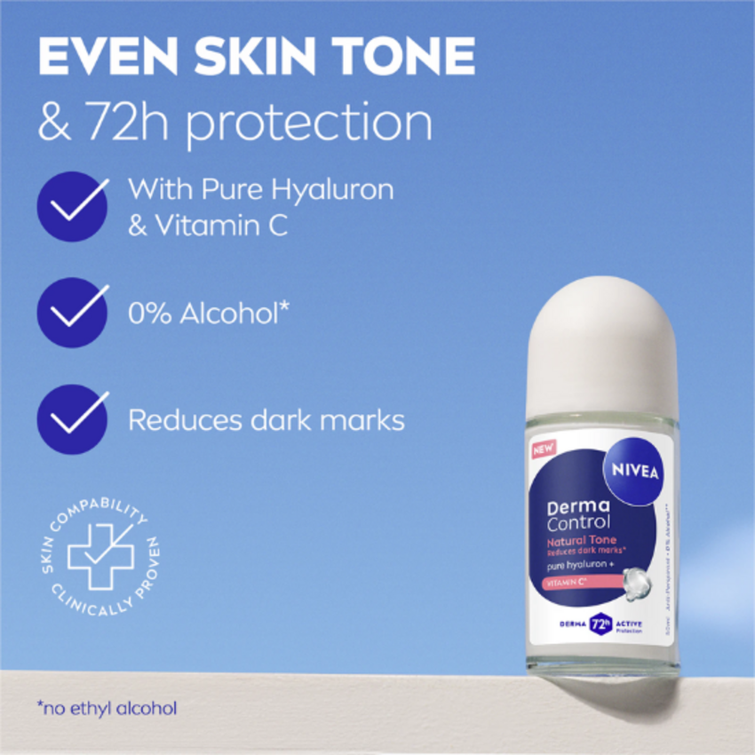 Nivea Dermacontrol Natural Tone Deodorant Roller - 50 ml Nivea Nivea Dermacontrol Natural Tone Deodorant Roller - 50 ml