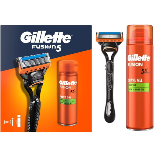 Gillette Gillette Fusion5 Scheersysteem + Sensitive Scheergel - Giftset