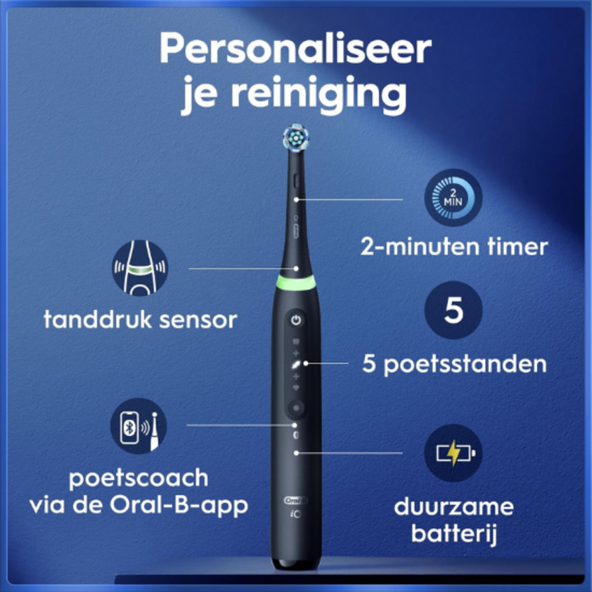 Oral-B Oral-B iO Series 5S Black + 2x Gratis Oral-B 3D-White Arctic Fresh Tandpasta