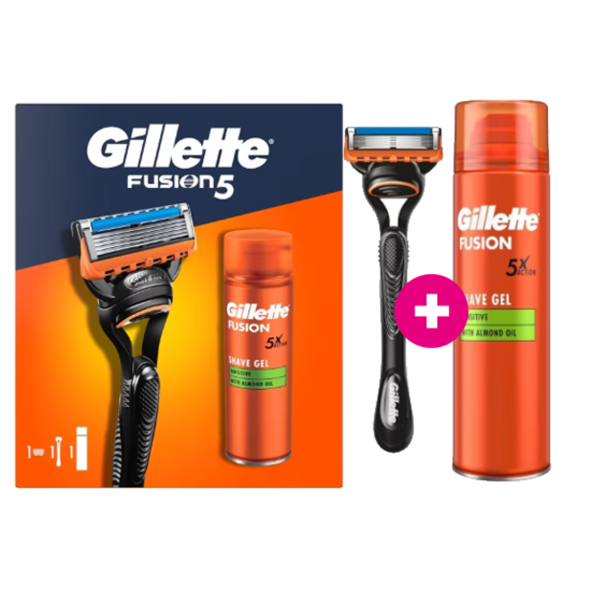 Gillette Gillette Fusion5 Scheersysteem + Sensitive Scheergel - Giftset
