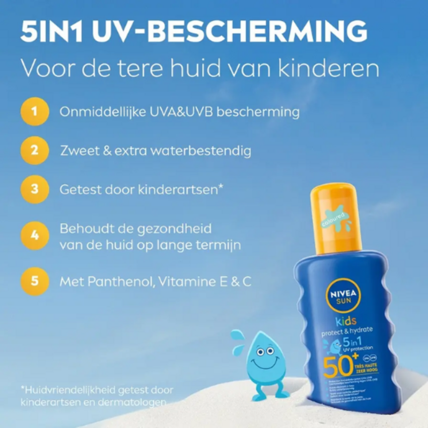 Nivea Nivea Sun Kids SPF 50+ Protect & Care Zonnebrand Spray - 200 ml | 1 + 1 ACTIE