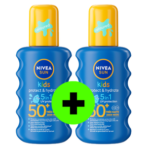 Nivea Nivea Sun Kids SPF 50+ Protect & Care Zonnebrand Spray - 200 ml | 1 + 1 ACTIE Nivea Sun Kids SPF 50+ Protect & Care Zonnebrand Spray - 200 ml | 1 + 1 ACTIE