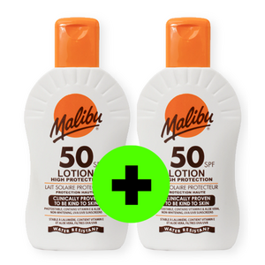Malibu Malibu SPF 50 Zonnebrand Lotion - 200 ml | 1 + 1 ACTIE Malibu SPF 50 Zonnebrand Lotion - 200 ml | 1 + 1 ACTIE