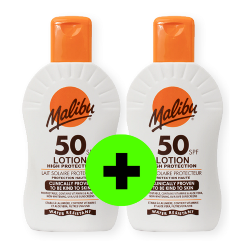 Malibu Malibu SPF 50 Zonnebrand Lotion - 200 ml | 1 + 1 ACTIE