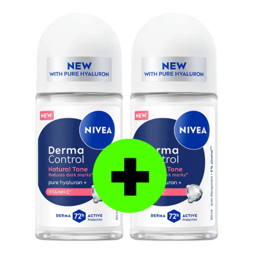 Nivea Nivea Dermacontrol Natural Tone Deodorant Roller - 50 ml | 1 + 1 ACTIE