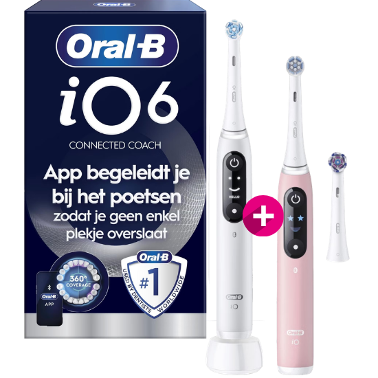 Oral-B iO Series 6 White + Extra Body Pink + extra opzetborstel