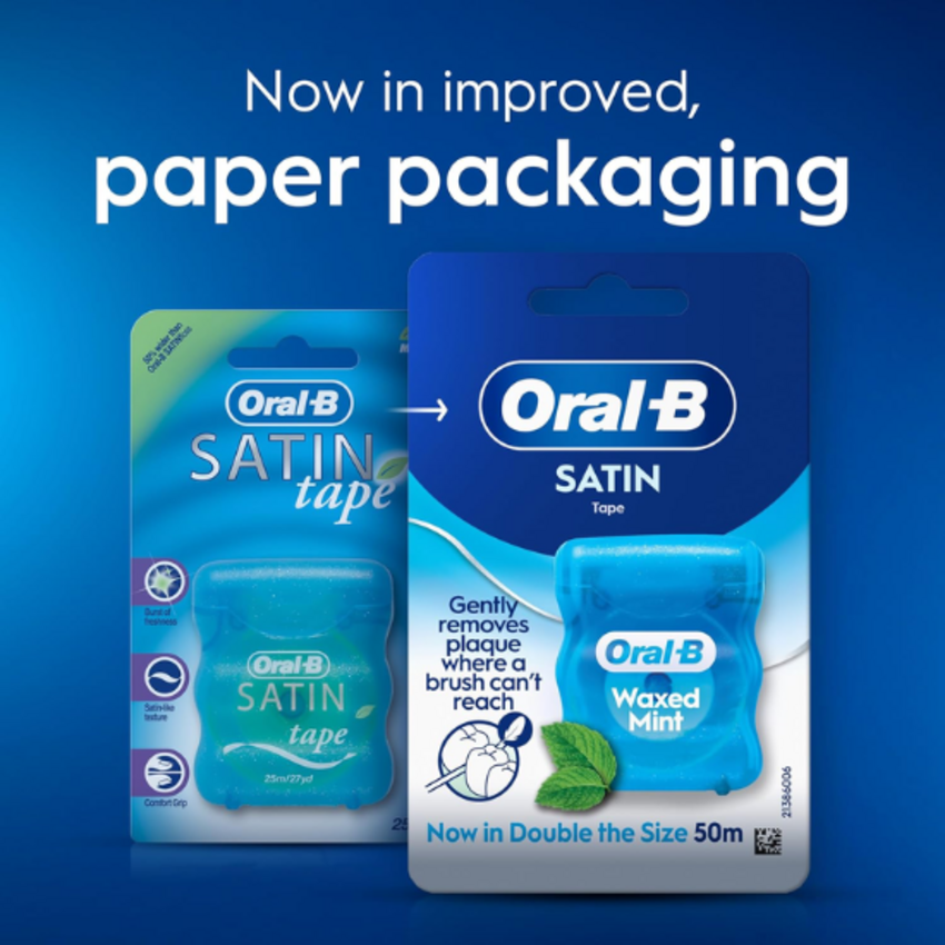 Oral-B Satin Tape Waxed Mint - 50 meter Oral-B Oral-B Satin Tape Waxed Mint - 50 meter