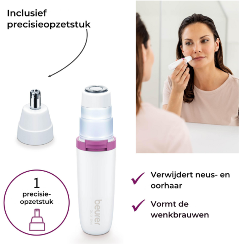 Beurer HL 16 Elektrische Gezichtshaarverwijderaar - Wit/Roze Beurer Beurer HL 16 Elektrische Gezichtshaarverwijderaar - Wit/Roze