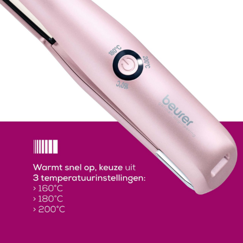 Beurer HS 20 Draadloze Stijltang - Roze Beurer Beurer HS 20 Draadloze Stijltang - Roze