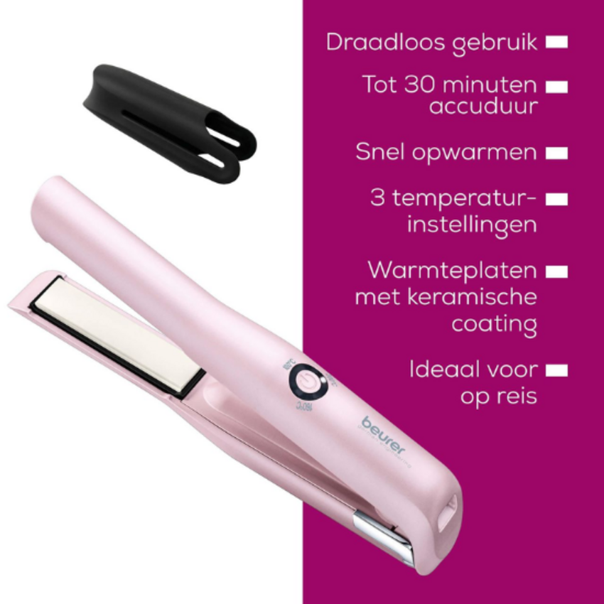 Beurer HS 20 Draadloze Stijltang - Roze Beurer Beurer HS 20 Draadloze Stijltang - Roze