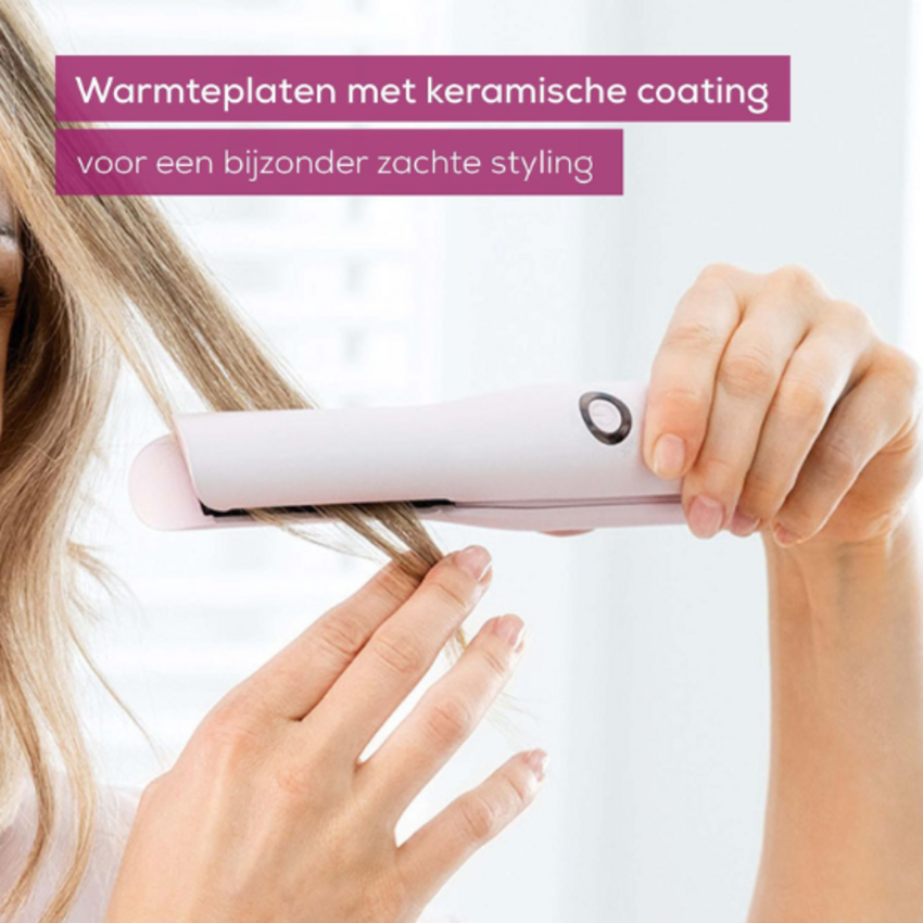 Beurer HS 20 Draadloze Stijltang - Roze Beurer Beurer HS 20 Draadloze Stijltang - Roze
