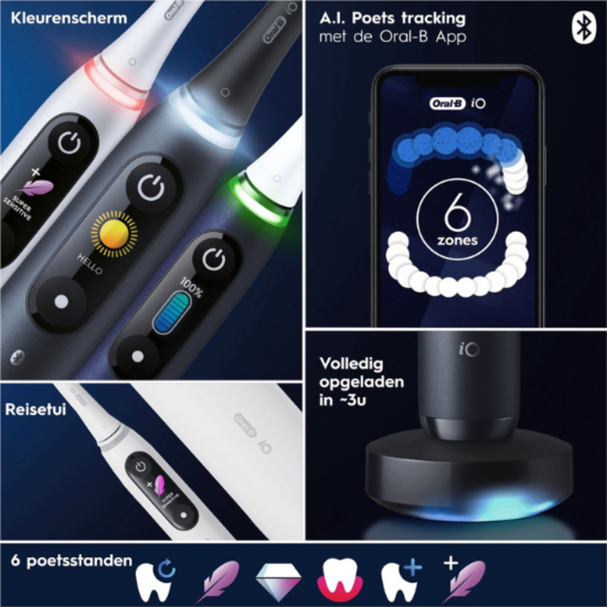 Oral-B iO Series 8N Black + 2x Gratis Oral-B 3D-White Arctic Fresh Tandpasta Oral-B Oral-B iO Series 8N Black + 2x Gratis Oral-B 3D-White Arctic Fresh Tandpasta