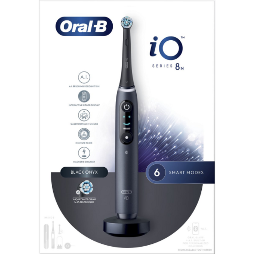 Oral-B iO Series 8N Black + 2x Gratis Oral-B 3D-White Arctic Fresh Tandpasta Oral-B Oral-B iO Series 8N Black + 2x Gratis Oral-B 3D-White Arctic Fresh Tandpasta