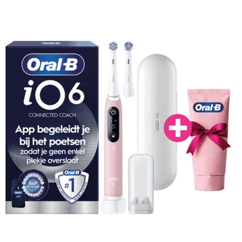 Oral-B iO Series 6N Pink + 1x Gratis Oral-B 3D-White Arctic Fresh Tandpasta Oral-B Oral-B iO Series 6N Pink + 1x Gratis Oral-B 3D-White Arctic Fresh Tandpasta