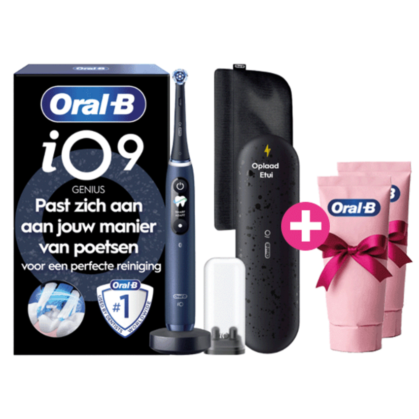 Oral-B iO Series 9 Dark Blue + 2x Gratis Oral-B 3D-White Arctic Fresh Tandpasta Oral-B Oral-B iO Series 9 Dark Blue + 2x Gratis Oral-B 3D-White Arctic Fresh Tandpasta