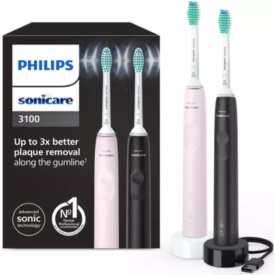 Philips Sonicare 3100 Black & Pink Duo Pack HX3675/15 Philips Philips Sonicare 3100 Black & Pink Duo Pack HX3675/15