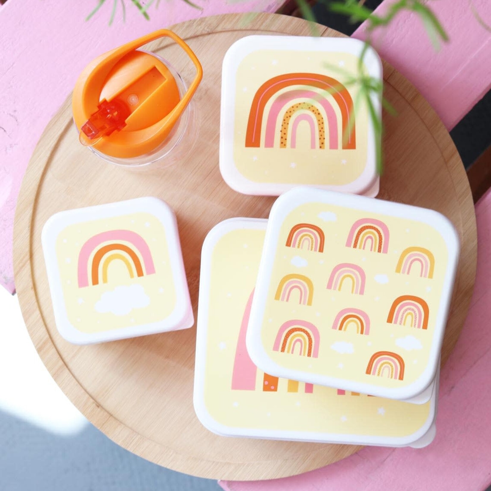 A Little Lovely Company Lunch & snack box set: Regenbogen