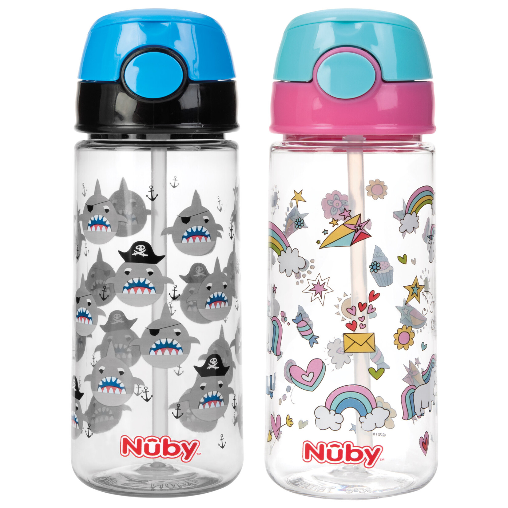 Nuby Beker met Zacht Rietje en Drukknop uit Tritan™ - 540ml - Roze