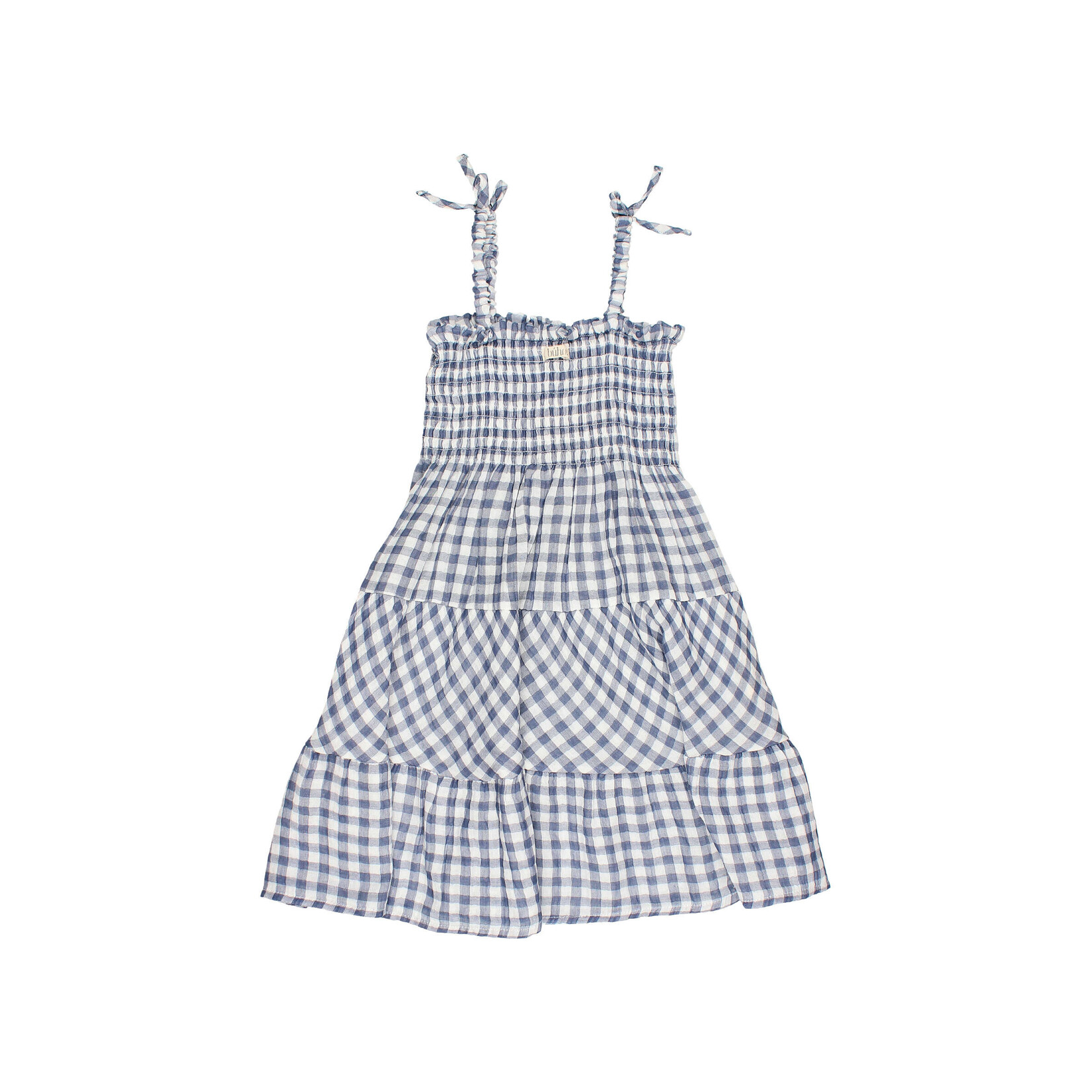 Buho Gingham Long Dress - Blue Stone