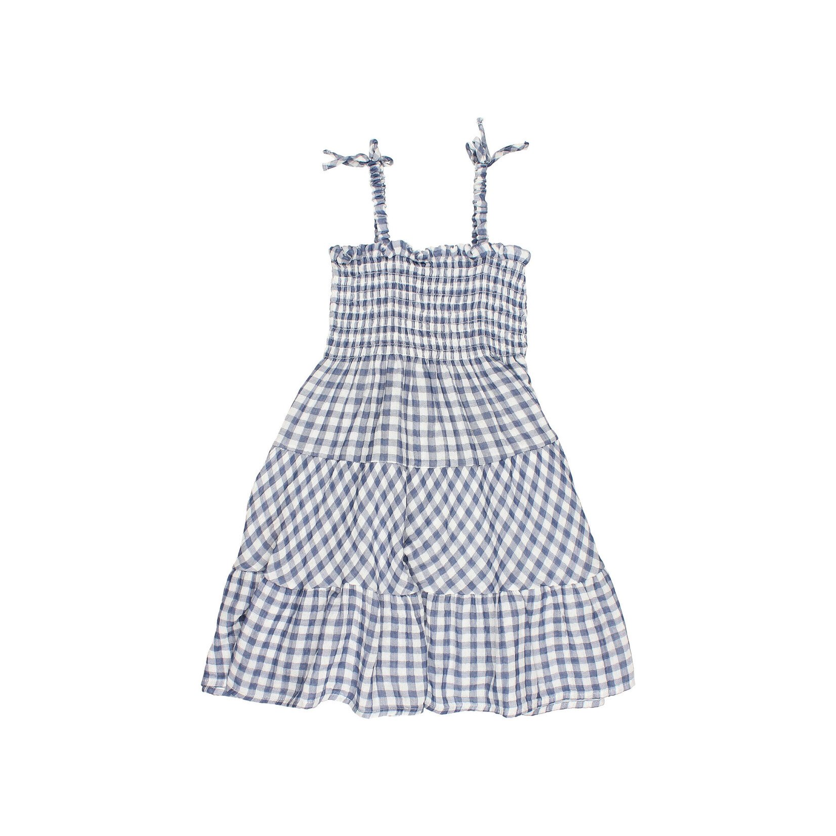 Buho Gingham Long Dress - Blue Stone