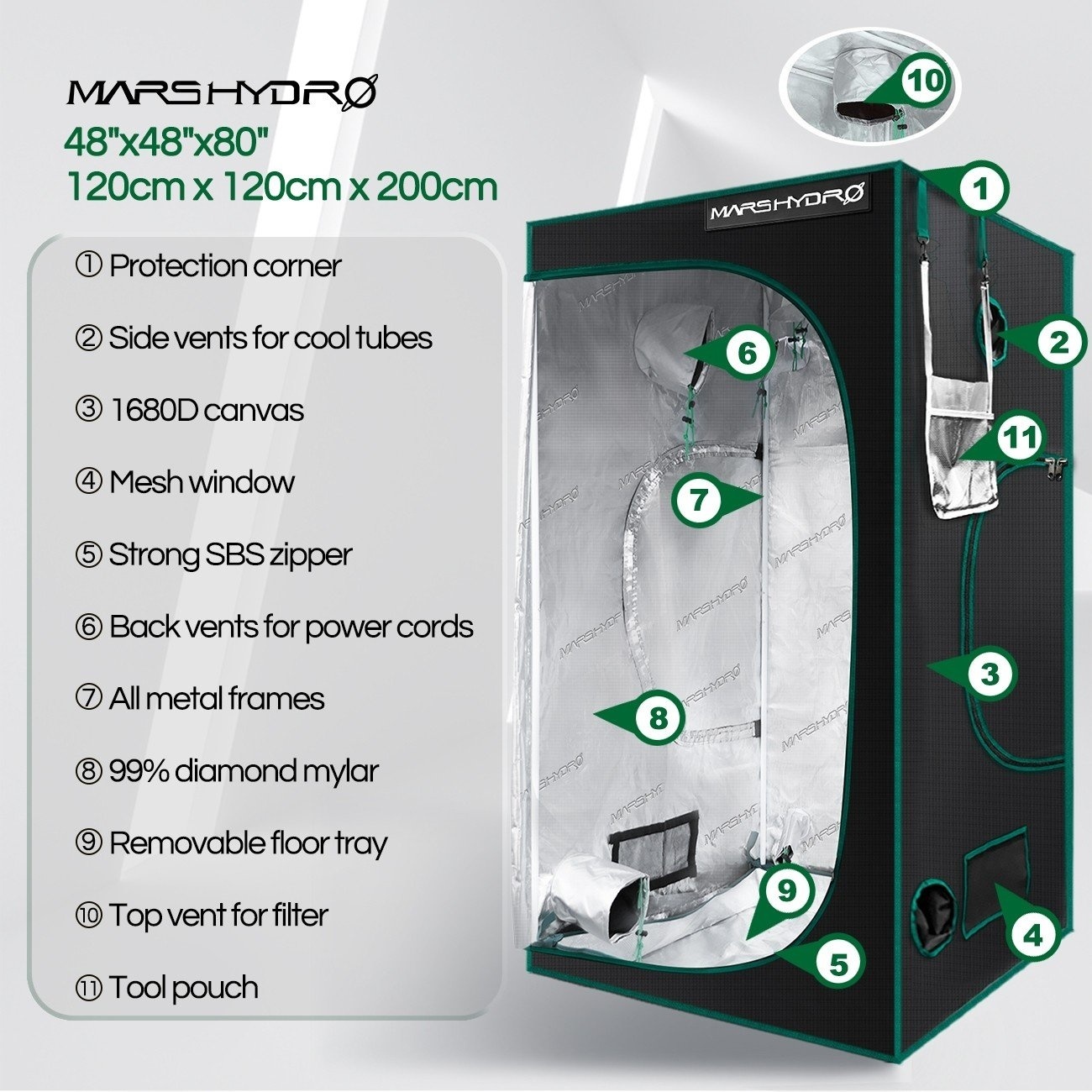 Mars Hydro Kweektent (120x120x200cm)