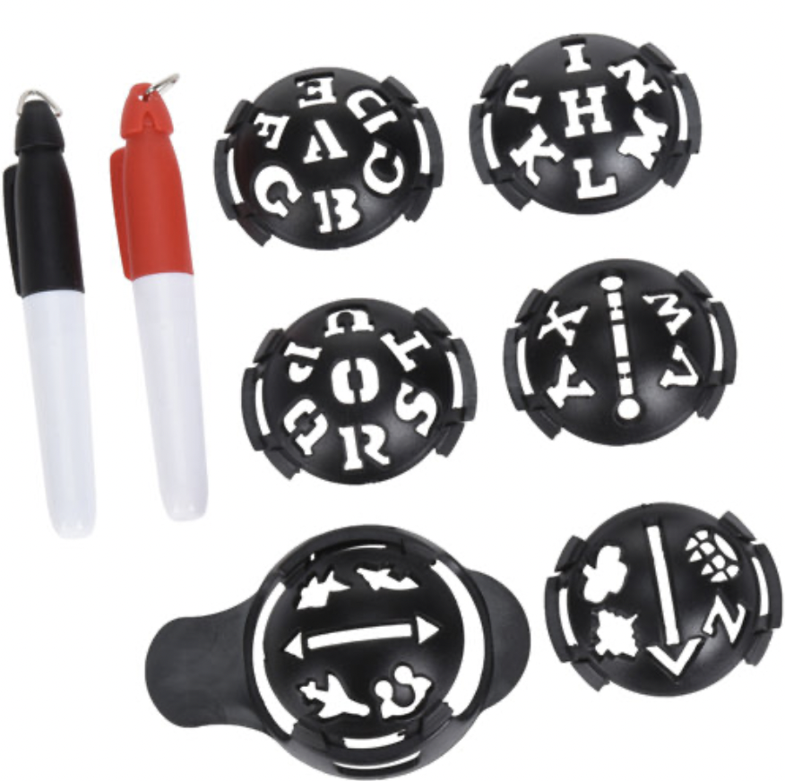 Golfbal marker met stift (6 cups & 2 stiften)
