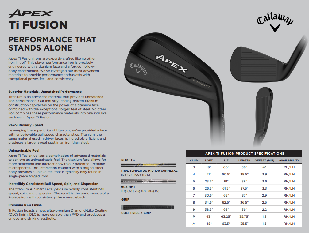Callaway Apex Ti Fusion ijzerset Staal 6 IJzer t/m PW