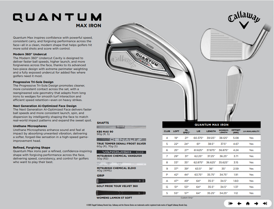 Callaway Quantum Max IJzerset 5 ijzer t/m PW