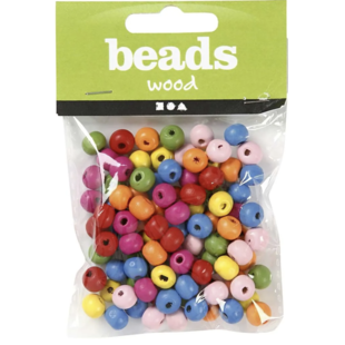 Houten Kralen Mix - Felgekleurd