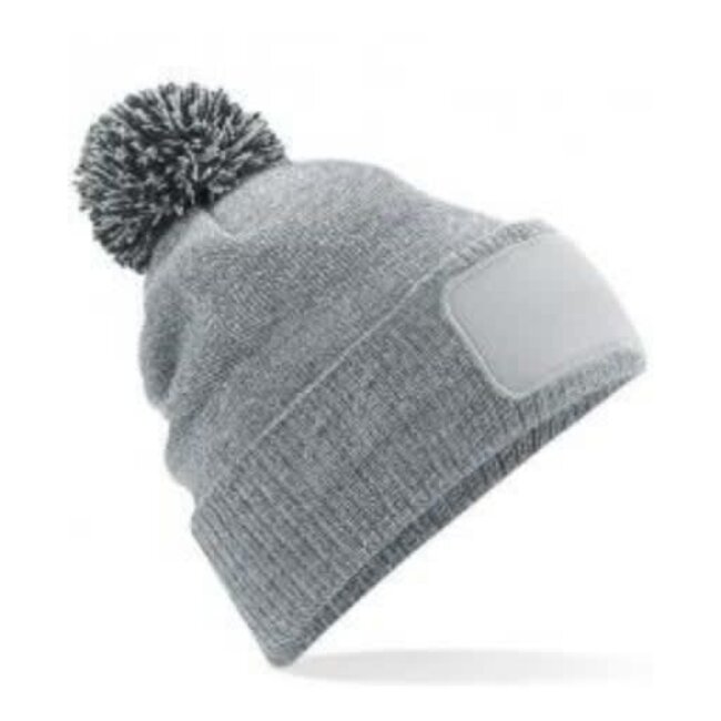 Snowstar Patch Beanie - Heather Grey / Black