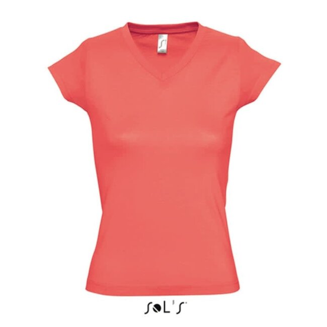 Women T-shirt V-hals - Coral