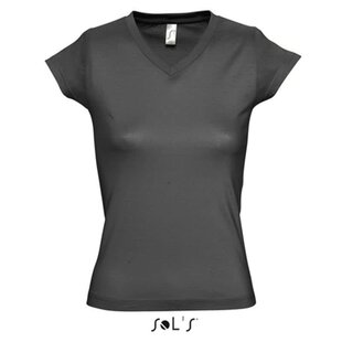 Women T-shirt V-hals - Dark Grey  (solid)
